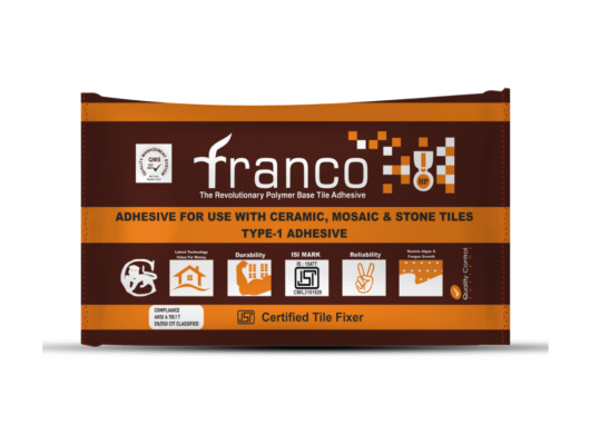 Franco Silver Star Tile Adhesive – high-performance polymer-modified cement adhesive for ceramic, vitrified, stone & tile applications with excellent bonding strength